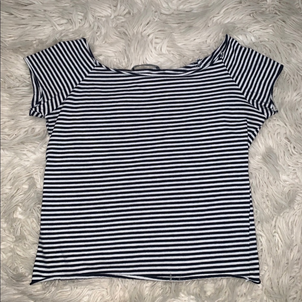 Brandy Melville navy blue & white striped Rin Top